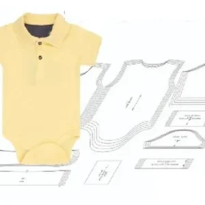 Molde de costura body com gola polo para imprimir em PDF moldes de roupa infantil formato A4 e grafica