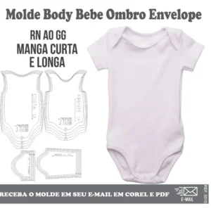 Molde de costura body envelope bebe para imprimir em PDF moldes de roupa infantil formato A4 e grafica