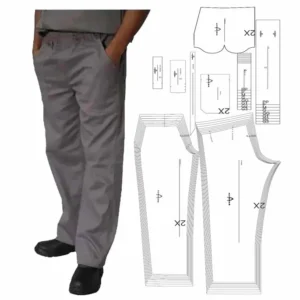 Molde de costura calca industrial masculina para imprimir em PDF moldes de roupa masculina formato A4 e grafic