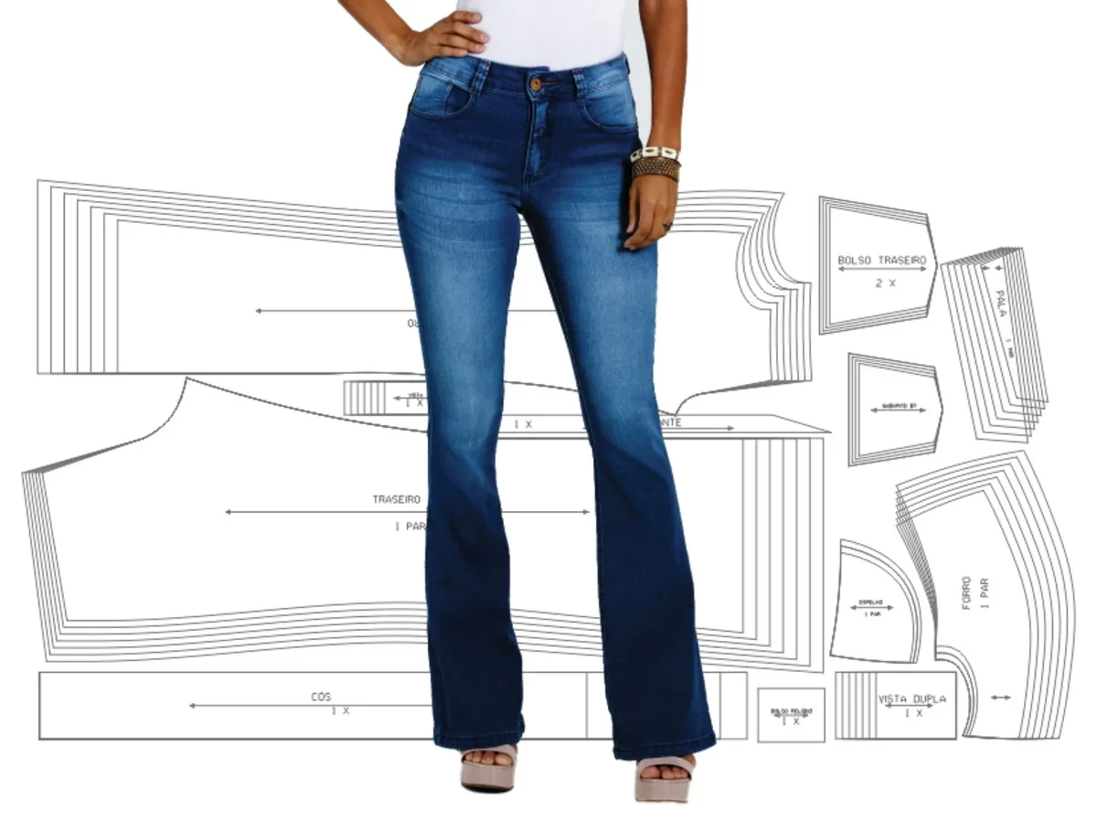 Molde de costura calca jeans feminina para imprimir em PDF moldes de roupa feminina formato A4 e grafica