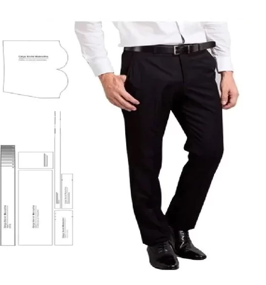 Molde de costura calca social masculina para imprimir em PDF moldes de roupa masculina formato A4 e grafica