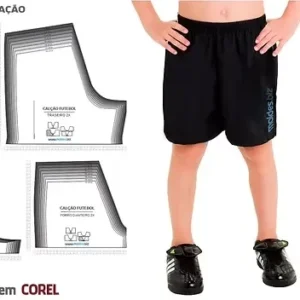 Molde de costura calcao futebol infantil para imprimir em PDF moldes de roupa infantil formato A4 e grafica
