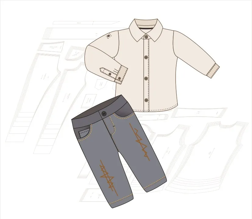 Molde de costura camisa e calca infantil para imprimir em PDF moldes de roupa infantil formato A4 e grafica
