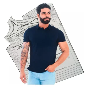Molde de costura camisa polo masculina para imprimir em PDF moldes de roupa masculina formato A4 e grafica