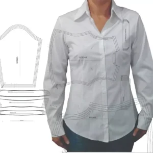 Molde de costura camisa social feminina para imprimir em PDF moldes de roupa feminina formato A4 e grafica