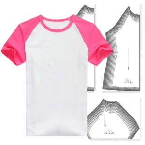 Molde de costura camiseta raglan feminina para imprimir em PDF moldes de roupa feminina e esportiva formato A4 e grafica
