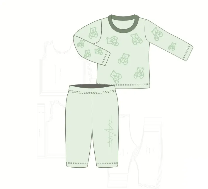 Molde de costura pijama bebe de inverno para imprimir em PDF moldes de roupa infantil formato A4 e grafica