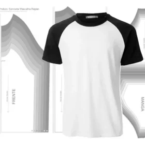 Molde de costura camiseta raglan masculina para imprimir em PDF moldes de roupa masculina formato A4 e grafica
