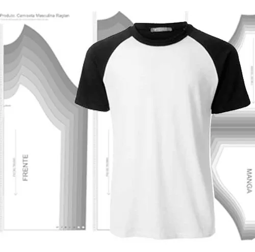 Molde de costura camiseta raglan masculina para imprimir em PDF moldes de roupa masculina formato A4 e grafica