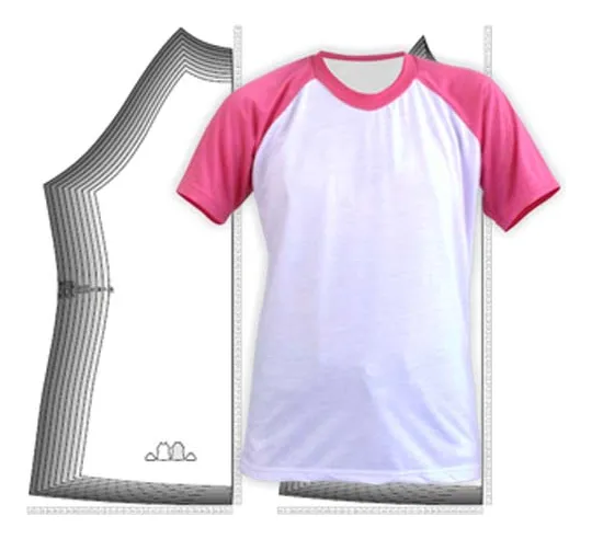 Molde de costura camiseta raglan feminina para imprimir em PDF moldes de roupa feminina formato A4 e grafica