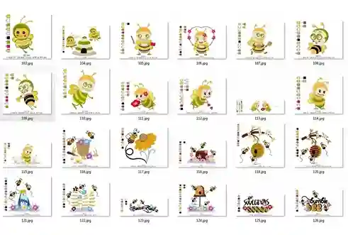 Pacote de matrizes de bordado abelha para comprar formato pes jef dst exp bordados personalizados infantis e jardim