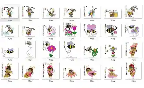 Matrizes de bordado abelha personalizado para comprar em pes dst jef e exp para bordar enxoval de bebe e toalhas