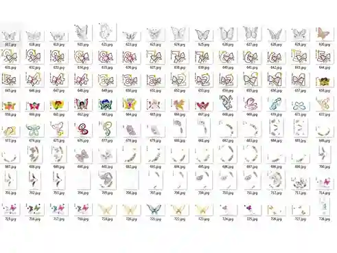Matrizes de bordado borboletas coloridas personalizado para comprar arquivo digital pes jef dst exp bordadeiras