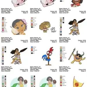 Matrizes de bordado personalizado moana baby para comprar arquivo digital pes jef dst para bordadeira infantil
