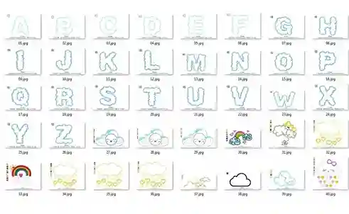 Matrizes de bordado personalizado nuvens e gotinhas para comprar arquivo digital pes jef dst para bordadeira e atelie infantil