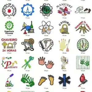 Matrizes de bordado emblemas de profissoes para comprar arquivo pes jef dst exp para atelie de bordado e uniformes