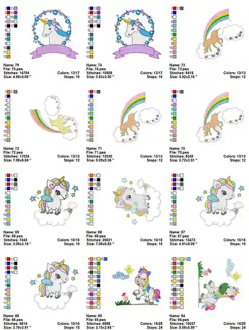Matrizes de bordado carinha de unicornio personalizado para comprar arquivo digital pes jef dst exp bordadeiras