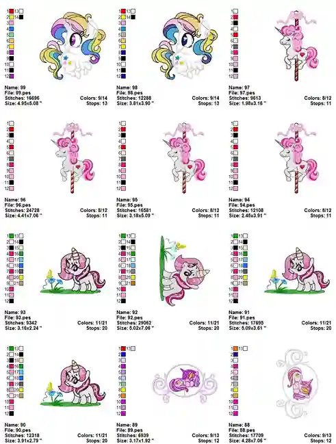Matrizes de bordado personalizado unicornio baby para comprar arquivo digital pes jef dst para bordadeira e atelie infantil