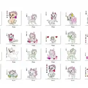 Matrizes de bordado gatinha marie baby para comprar arquivo pes jef dst exp para atelie de bordado infantil