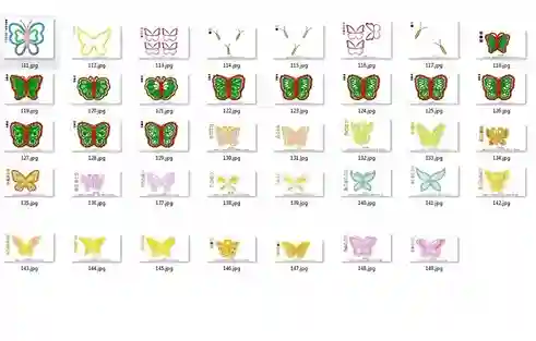 Pacote de matrizes de bordado borboletas 3d para comprar formato pes jef dst exp bordados personalizados em relevo