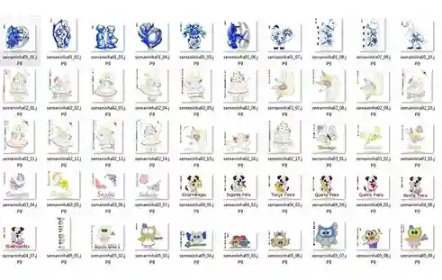 Matrizes de bordado personalizado semaninha para comprar arquivo digital pes jef dst para bordadeira e atelie de cozinha