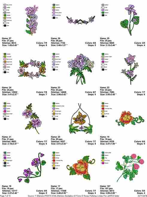 Matrizes de bordado flores e rosas personalizado para comprar em pes dst jef e exp para bordar toalhas e enxovais