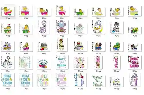 Matrizes Bordado Personalizado: 10 Temas para Enxovais e Toalhas