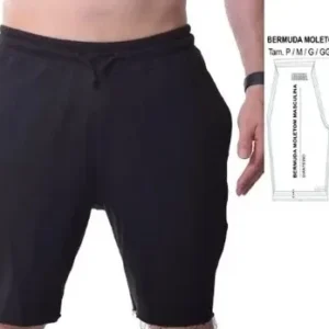 Molde de costura bermuda moletom masculina para imprimir em PDF moldes de roupa masculina formato A4 e grafica