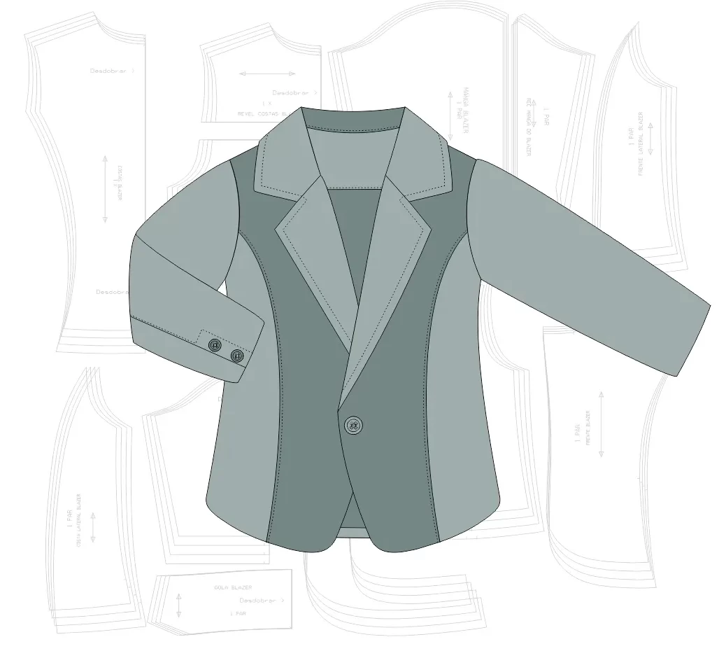 Molde de costura blazer forrado para bebe para imprimir em PDF moldes de roupa infantil e bebe formato A4 e grafica