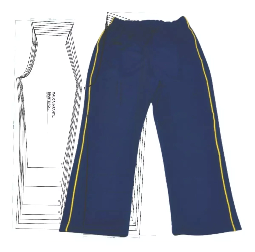 Molde de costura calca infantil uniforme escolar para imprimir em PDF moldes de roupa infantil formato A4 e grafica
