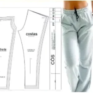 Molde de costura calca de moletom feminina para imprimir em PDF moldes de roupa feminina formato A4 e grafica