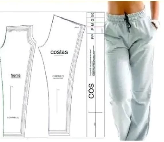 Molde de costura calca de moletom feminina para imprimir em PDF moldes de roupa feminina formato A4 e grafica