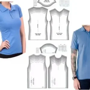 Molde de costura camisa polo masculina em arquivo digital pronto para imprimir moldes de roupa.