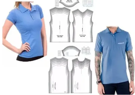 Molde de costura camisa polo masculina em arquivo digital pronto para imprimir moldes de roupa.