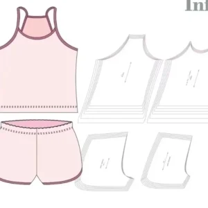 Molde de costura conjunto baby doll infantil para imprimir em PDF moldes de pijama infantil formato A4 e grafica