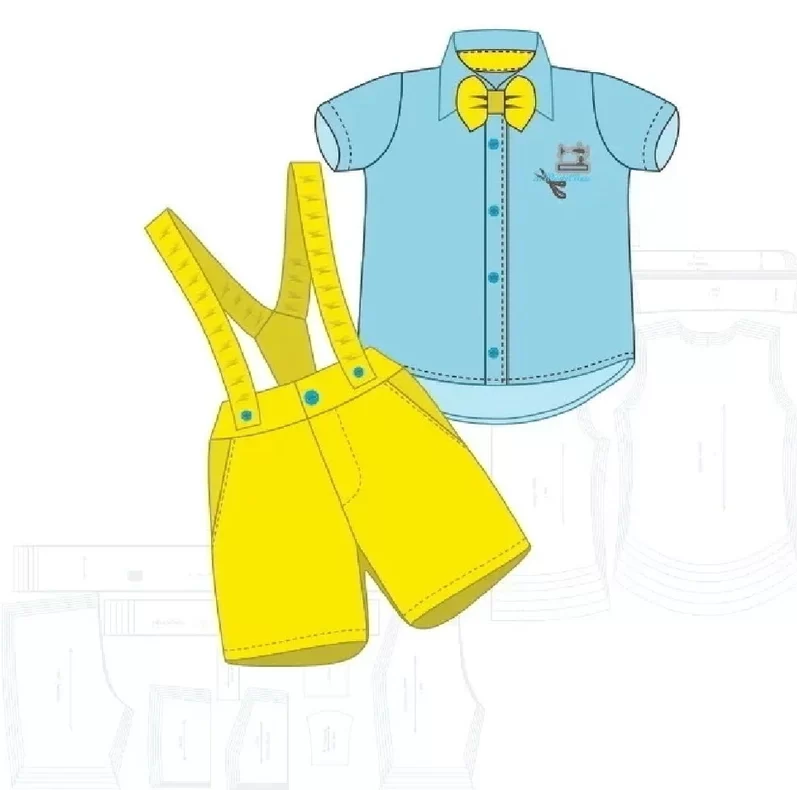 Molde de costura conjunto suspensorio infantil para imprimir em PDF moldes de roupa infantil formato A4 e grafica