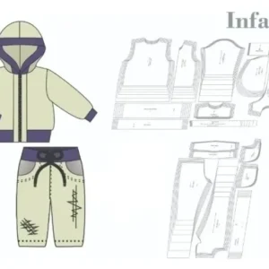 Molde de costura jaqueta e calca moletom infantil para imprimir em PDF moldes de roupa infantil formato A4 e grafica