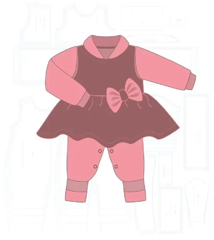 Molde de costura macacao com vestido bebe para imprimir em PDF moldes de roupa infantil e bebe formato A4 e grafica