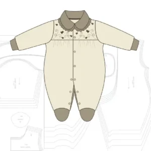 Molde de costura macacao frente franzida bebe para imprimir em PDF moldes de roupa infantil formato A4 e grafica