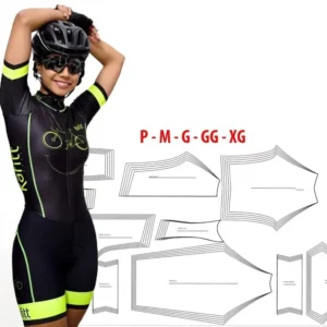 Molde de costura macaquinho ciclismo feminino para imprimir em PDF moldes de roupa esportiva formato A4 e grafica