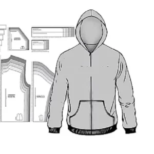Molde de costura moletom canguru masculino para imprimir em PDF moldes de roupa masculina formato A4 e grafica