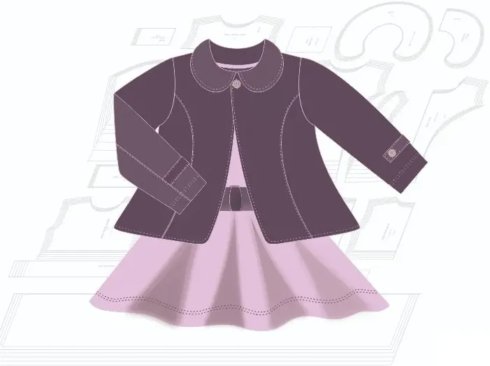 Molde de costura vestido com casaco infantil para imprimir em PDF moldes de roupa infantil formato A4 e grafica
