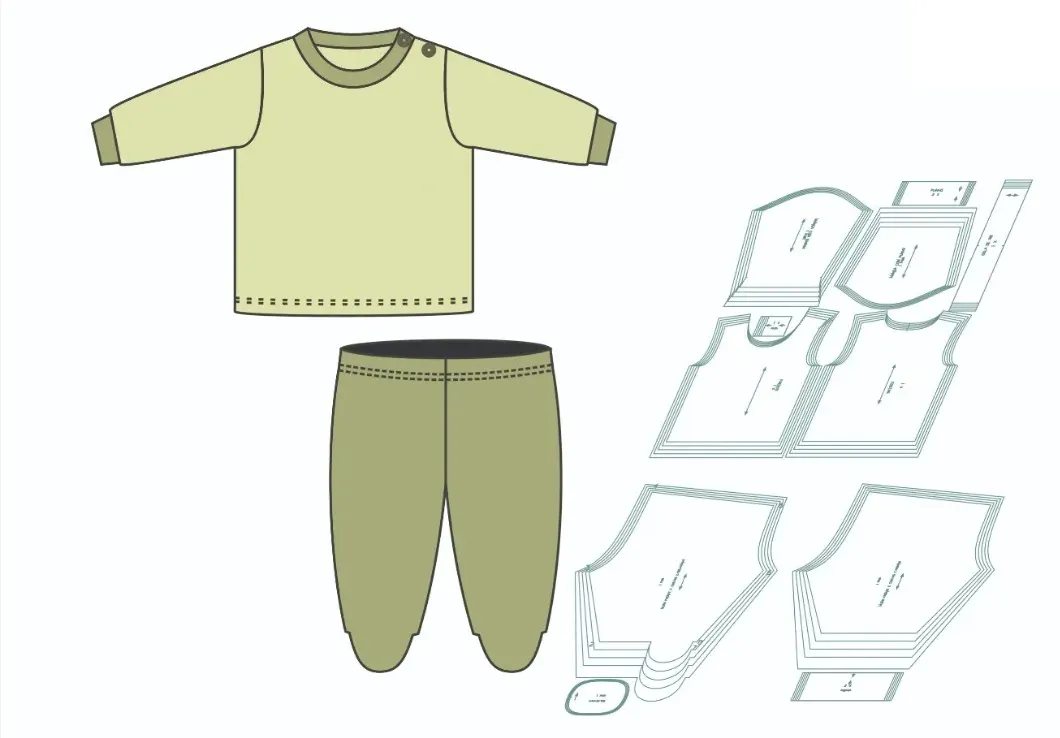 Molde de costura pagao com opcoes de manga e calca para imprimir em PDF moldes de roupa infantil e bebe formato A4 e grafica