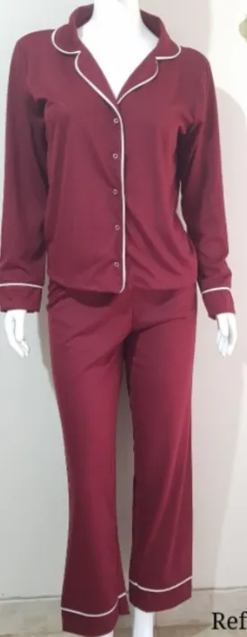 Molde de costura pijama americano botoes longo malha para imprimir em PDF moldes de roupa feminina e noite formato A4 e grafica