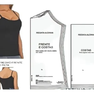 Molde de costura regata alcinha decote arredondado para imprimir em PDF moldes de roupa feminina formato A4 e grafica