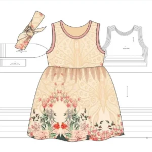 Molde de costura vestido de malha com vies infantil para imprimir em PDF moldes de roupa infantil formato A4 e grafica