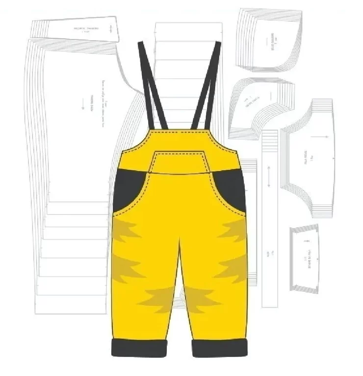 Molde de costura calca jardineira infantil para imprimir em PDF moldes de roupa infantil formato A4 e grafica