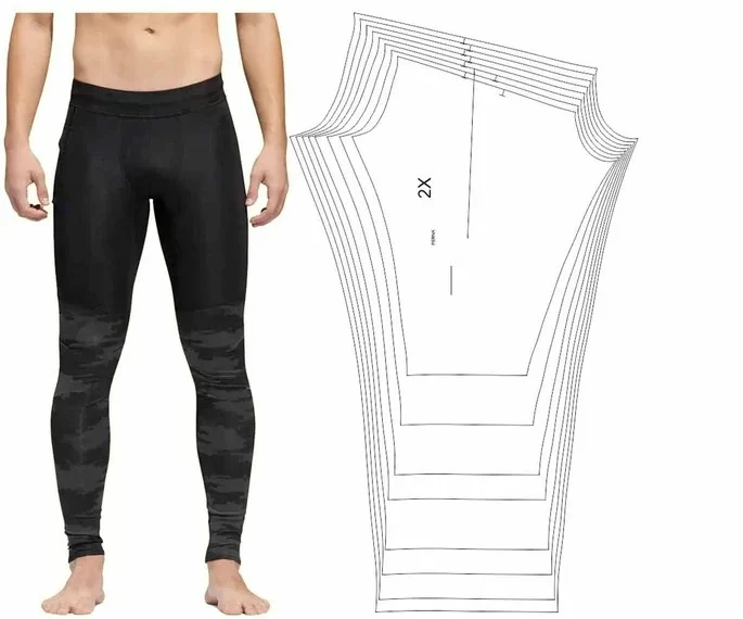 Molde de costura calca legging masculina para imprimir em PDF moldes de roupa masculina formato A4 e grafica