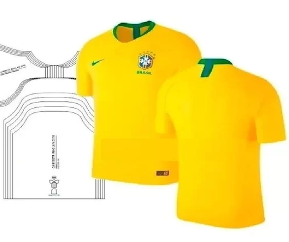 Molde de costura camisa da selecao brasileira para imprimir em PDF moldes de roupa esportiva formato A4 e grafica