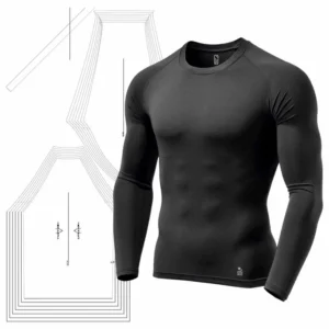 Molde de costura camiseta rash guard adulto para imprimir em PDF moldes de roupa esportiva formato A4 e grafica